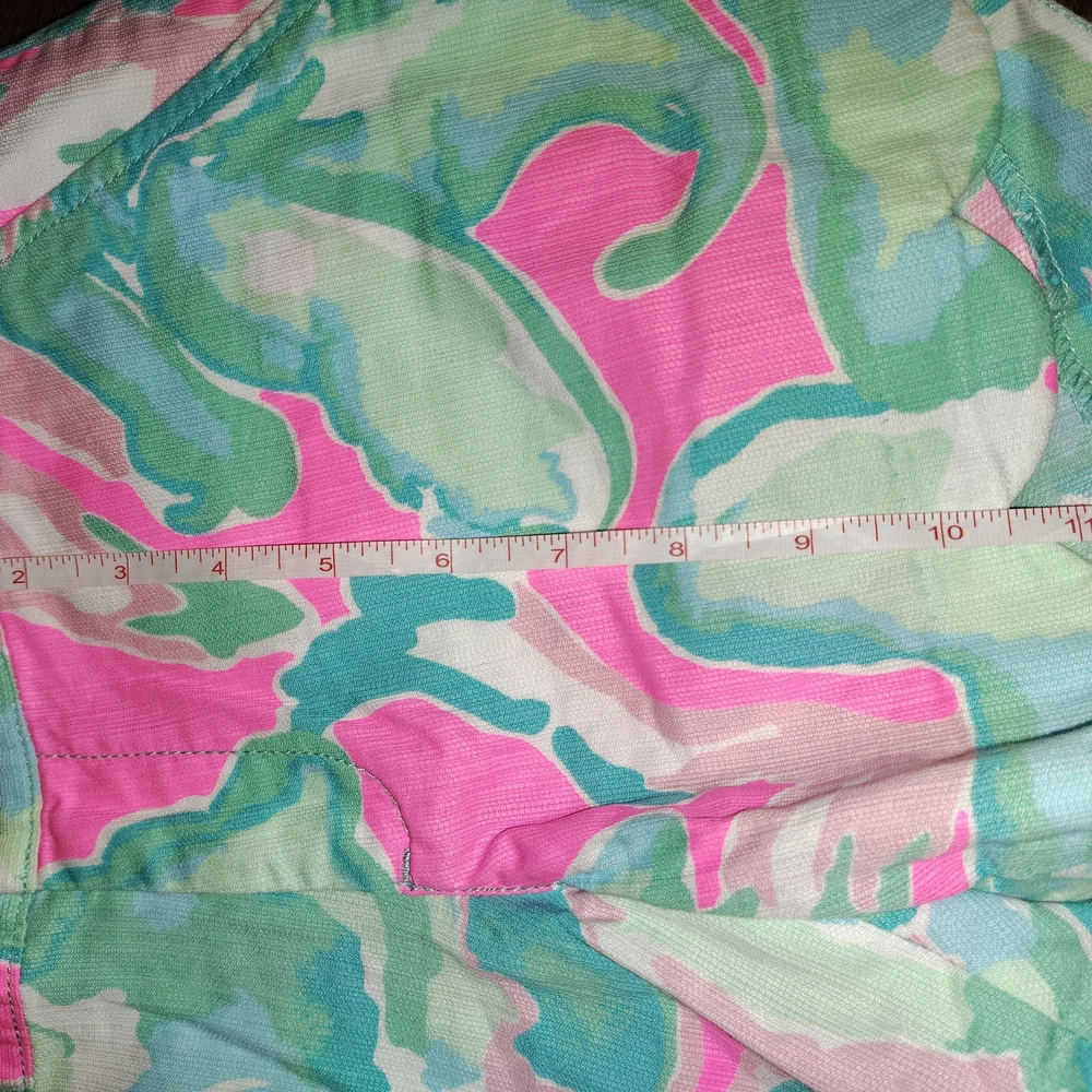 Lilly Pulitzer Pink & Aqua Scalloped-Hem High Waist Shorts Sz 0 Buttercup - Picture 9 of 9